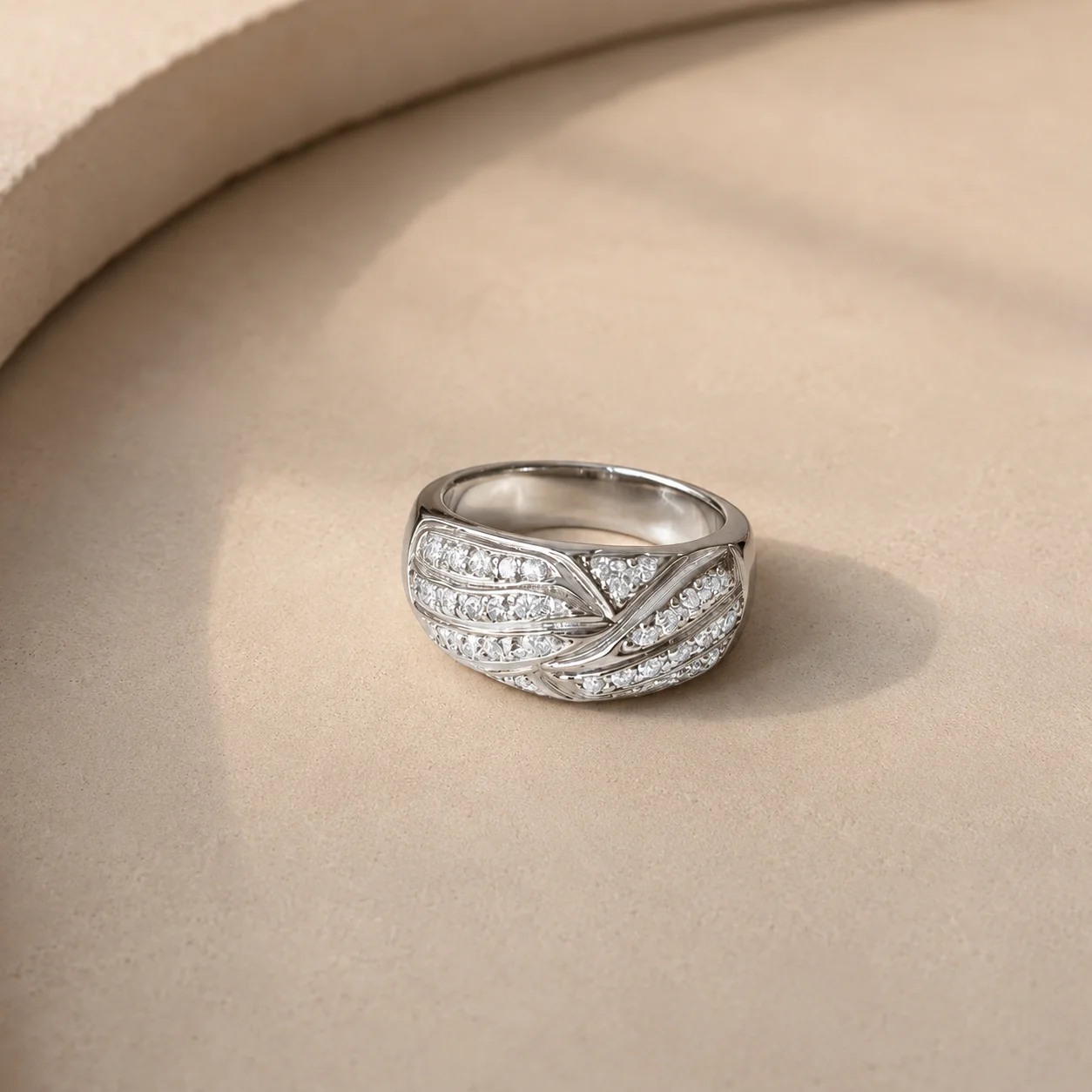 White CZ Statement Band Ring - Image 2