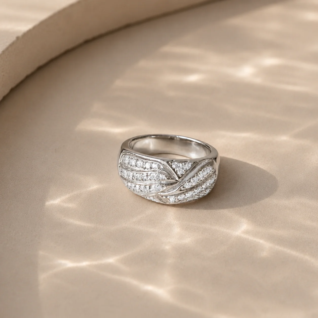 White CZ Statement Band Ring - Image 3