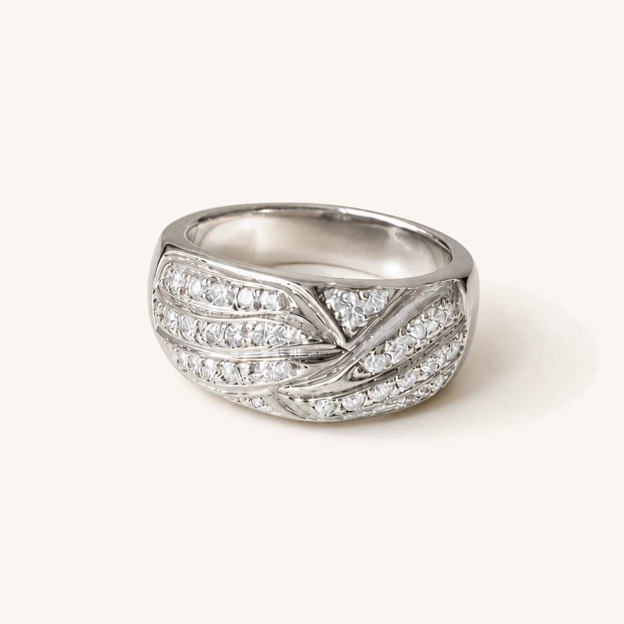 White CZ Statement Band Ring - Image 4